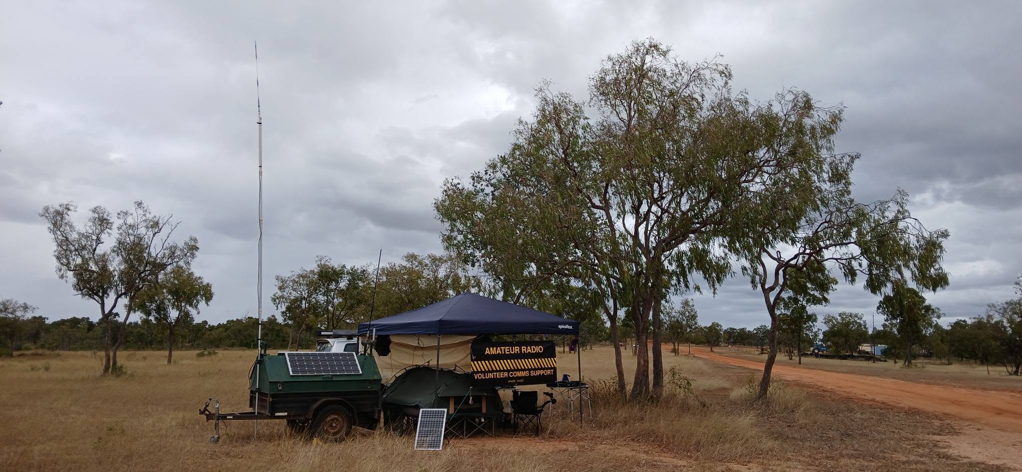 Amateur radio volunteer comms support trailer at the campsite
