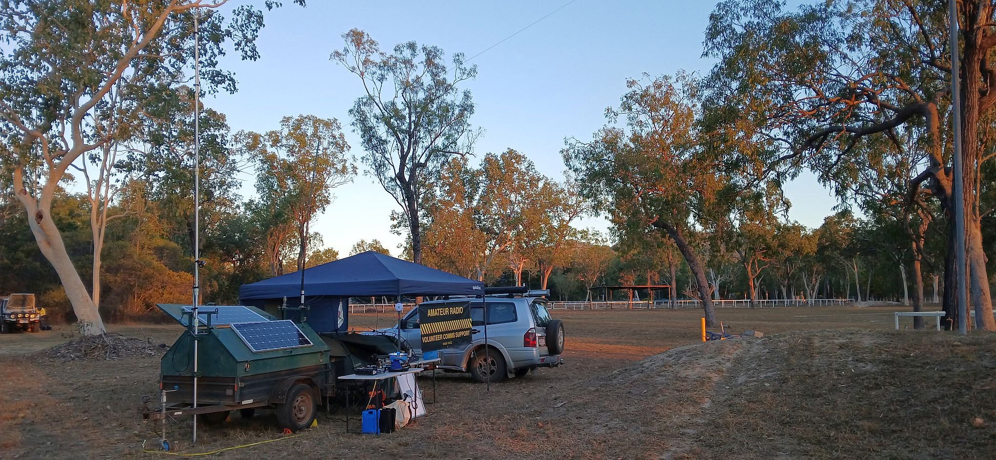 Checkpoint radio trailer in the early morning light