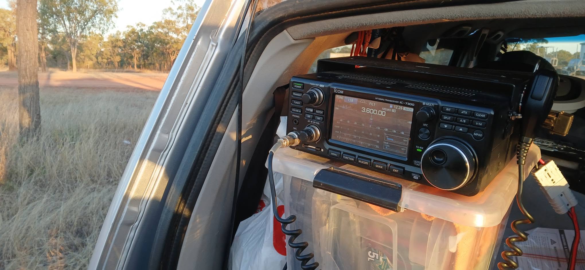 HF radio mounted in the vehicle tuned to 3.6MHz