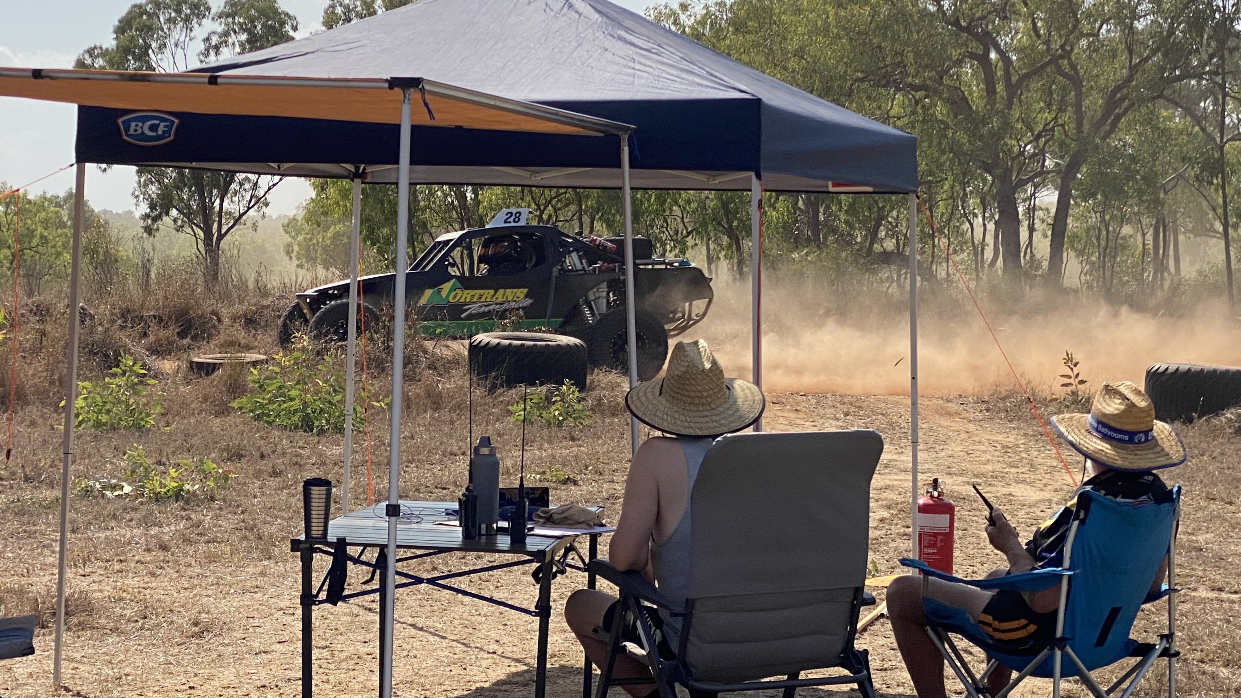 TARC members operating radio equipment at an off-road racing checkpoint